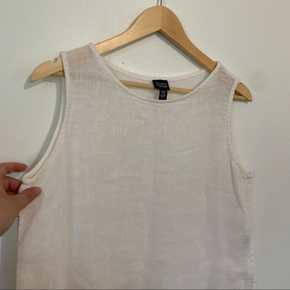 Eileen Fisher | white linen boxy cropped tank top - Picture 2 of 8
